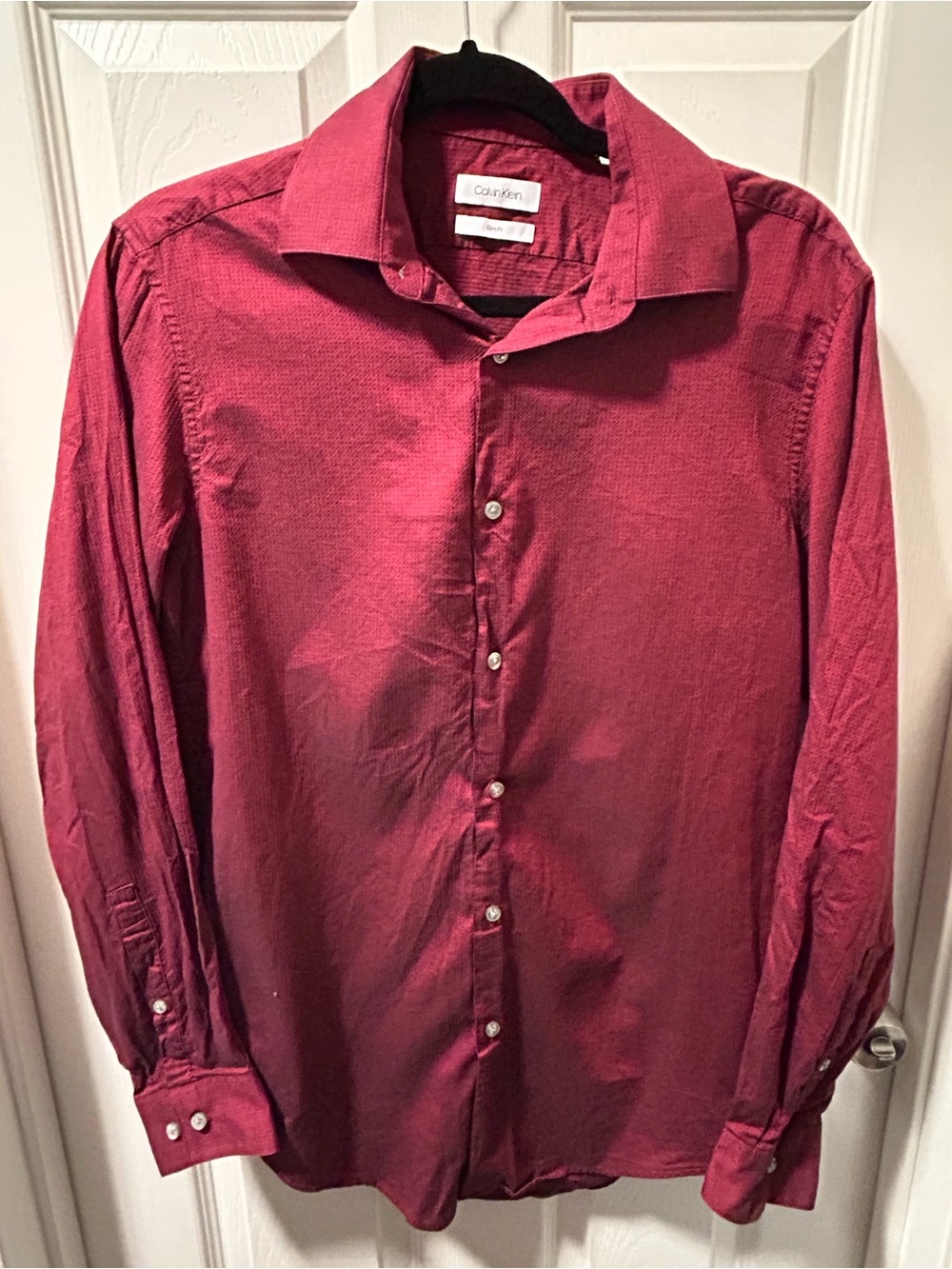 Calvin Klein Men's Burgundy Button-Down Dress Shirt